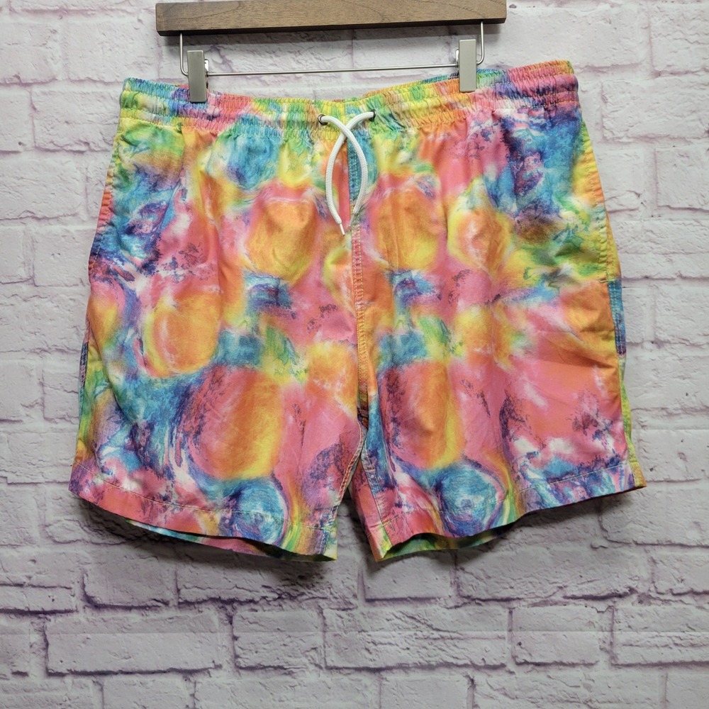 Trunks Surf & Swim Co Tie Dye Swim Shorts Mens XXL Drawstring Mesh Lined Beach - Picture 1 of 8